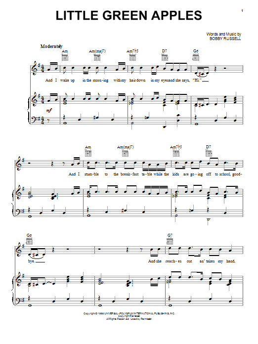 Learn to play Roger Miller Little Green Apples sheet music for Lead Sheet / Fake Book in minutes. Roger Miller Little Green Apples sheet music notes and chords. Download Printable PDF.