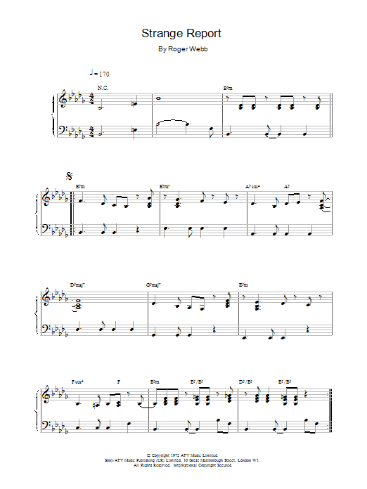 Learn to play Roger Webb Strange Report sheet music for Piano Solo in minutes. Roger Webb Strange Report sheet music notes and chords