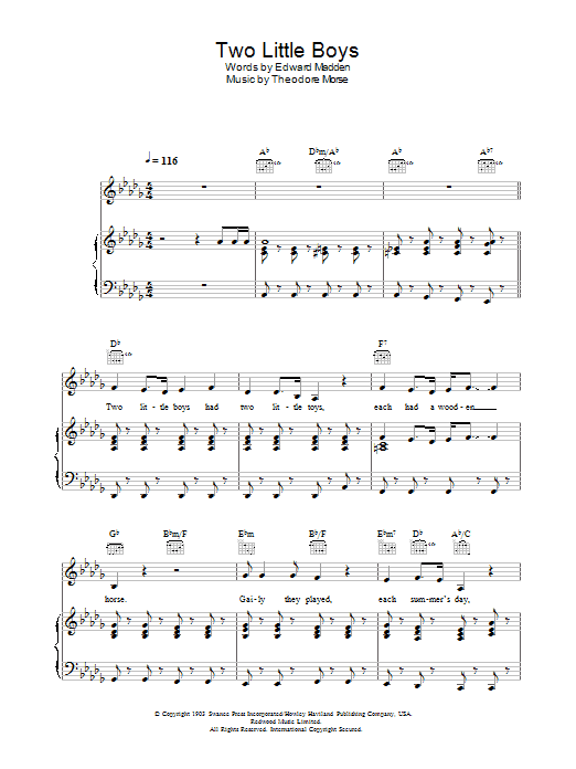 Rolf Harris Two Little Boys sheet music notes and chords. Download Printable PDF.