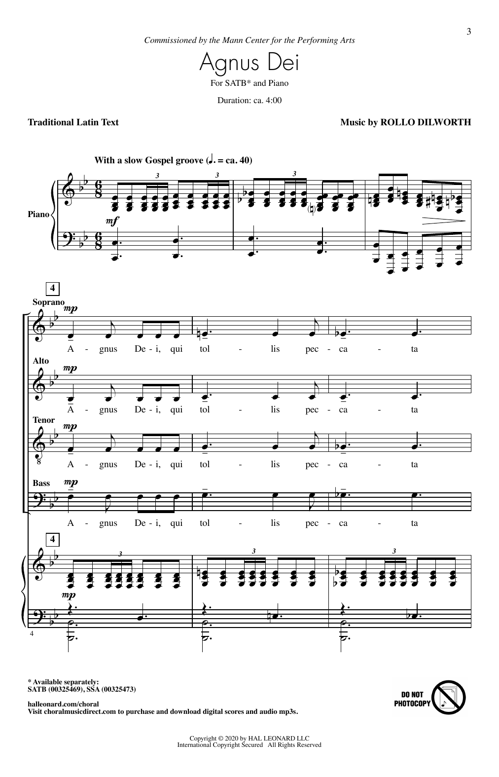 Rollo Dilworth Agnus Dei sheet music notes and chords. Download Printable PDF.