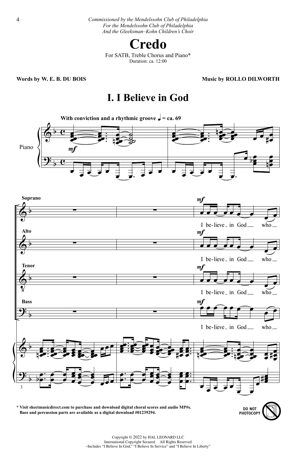 Rollo Dilworth Credo sheet music notes and chords. Download Printable PDF.