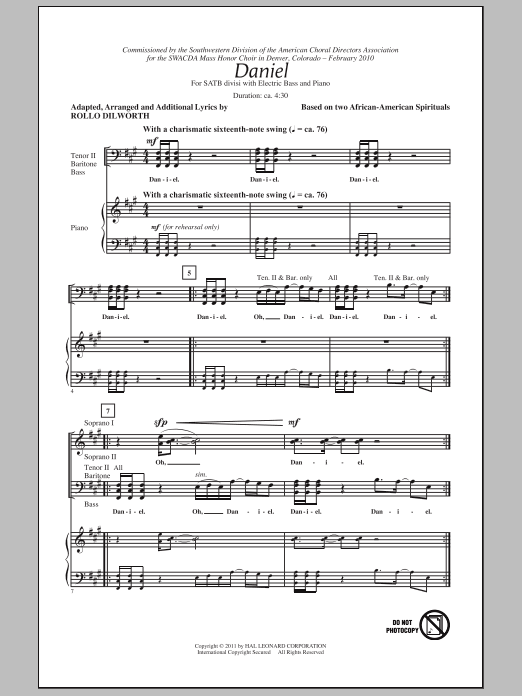 Rollo Dilworth Daniel sheet music notes and chords. Download Printable PDF.