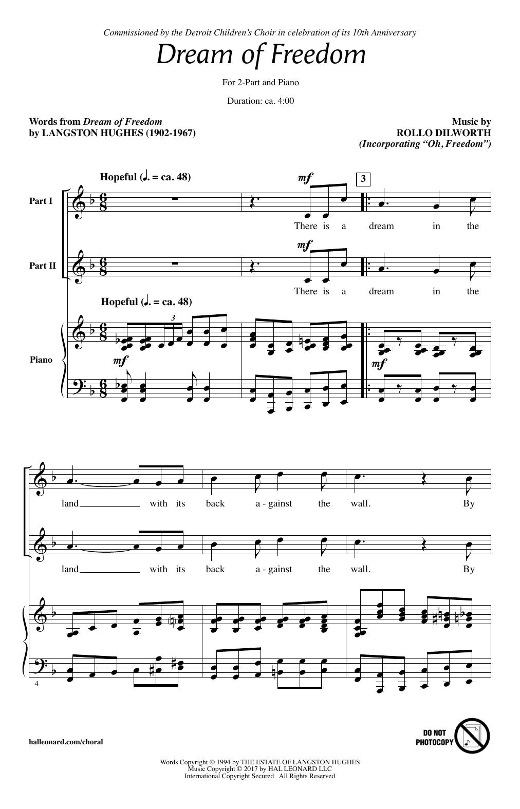 Learn to play Rollo Dilworth Dream Of Freedom sheet music for 2-Part Choir in minutes. Price: 3.9900$ Rollo Dilworth Dream Of Freedom sheet music notes and chords arranged for 2-Part Choir