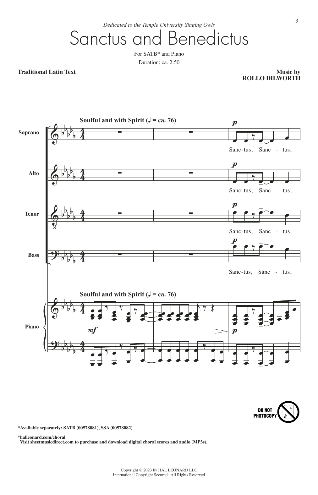 Rollo Dilworth Sanctus sheet music notes and chords. Download Printable PDF.