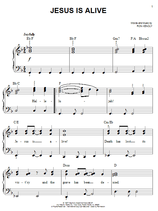 Ron Kenoly Jesus Is Alive sheet music notes and chords. Download Printable PDF.