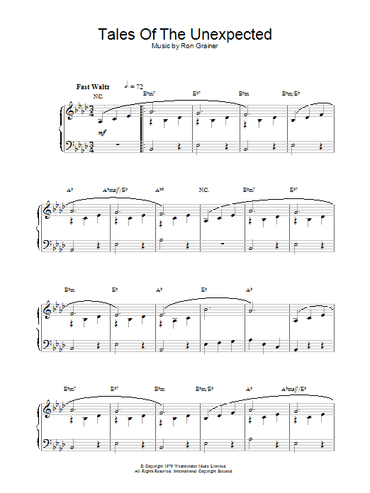 Learn to play Ron Grainer Theme from Tales Of The Unexpected sheet music for Piano Solo in minutes. Ron Grainer Theme from Tales Of The Unexpected sheet music notes and chords. Download Printable PDF.