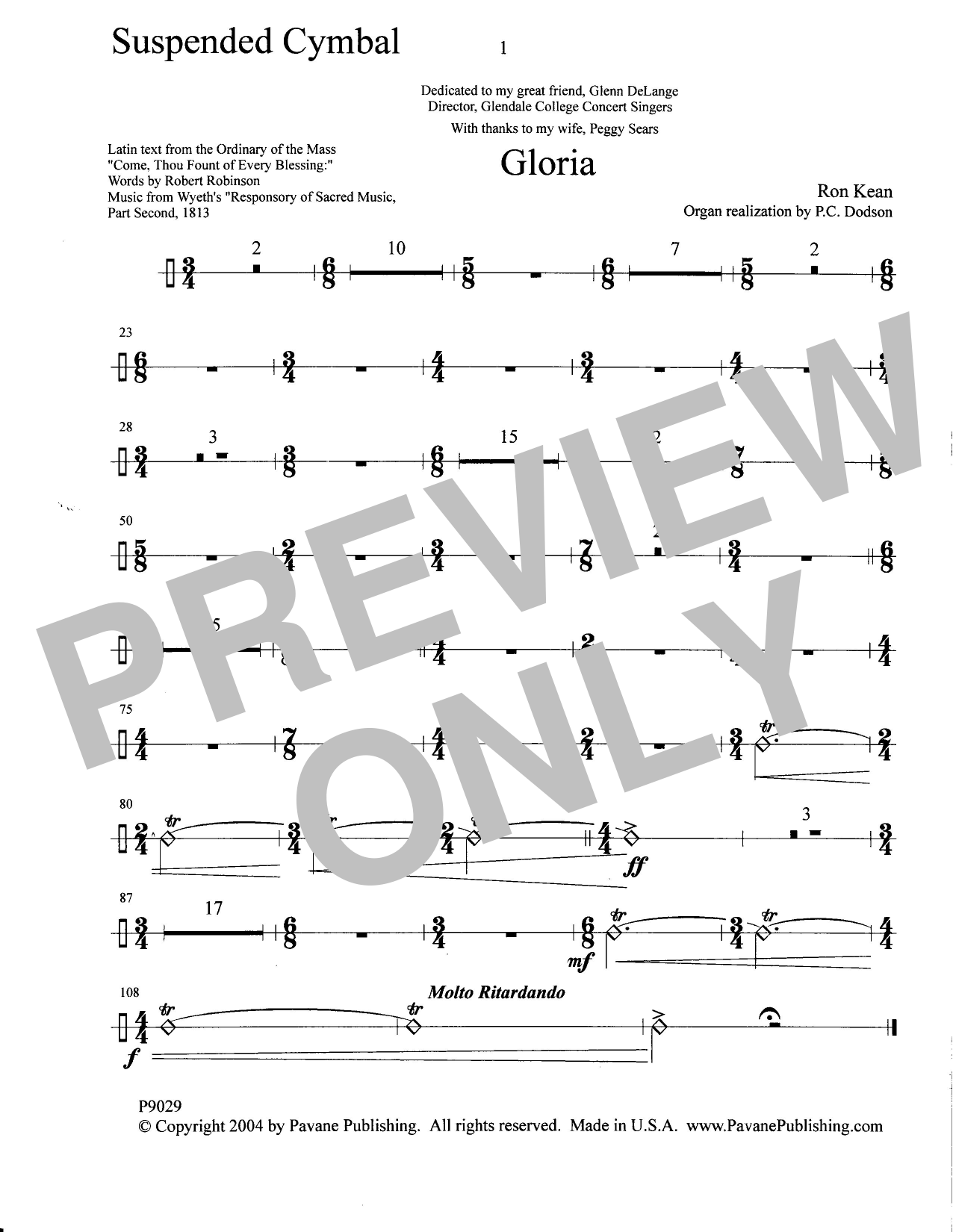 Learn to play Ron Kean Gloria - Suspended Cymbal sheet music for Choir Instrumental Pak in minutes. Price: 6.9900$ Ron Kean Gloria - Suspended Cymbal sheet music notes and chords arranged for Choir Instrumental Pak