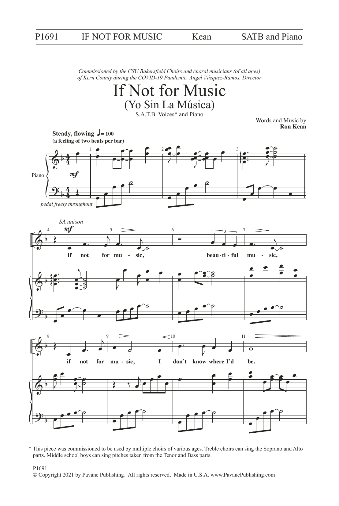 Learn to play Ron Kean If Not For Music sheet music for SATB Choir in minutes. Price: 3.9900$ Ron Kean If Not For Music sheet music notes and chords arranged for SATB Choir
