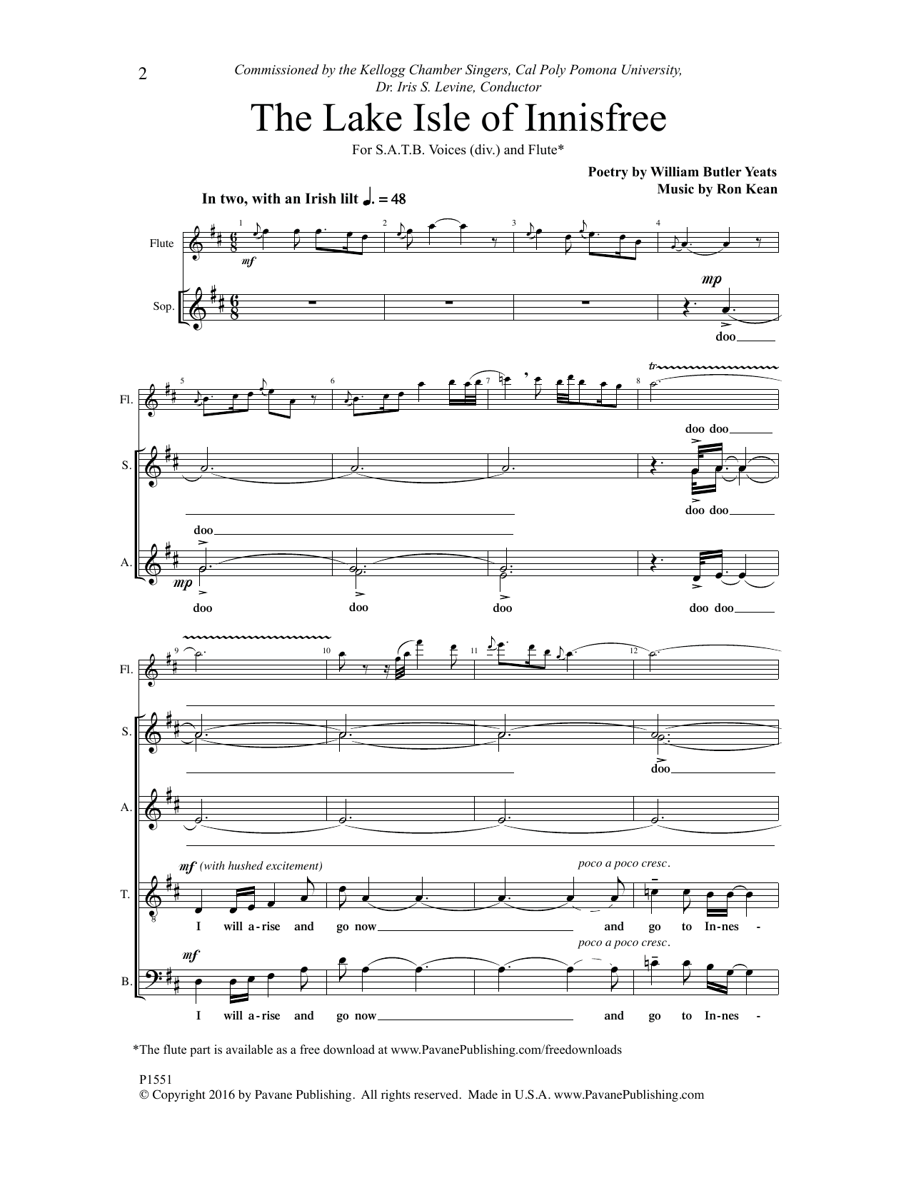Learn to play Ron Kean The Lake Isle of Innisfree sheet music for SATB Choir in minutes. Price: 3.9900$ Ron Kean The Lake Isle of Innisfree sheet music notes and chords arranged for SATB Choir
