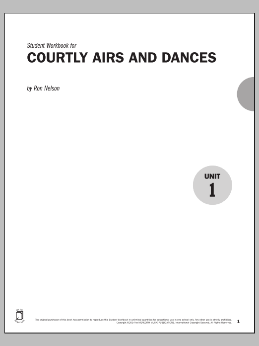 Learn to play Ron Nelson Guides to Band Masterworks, Vol. 5 - Student Workbook - Courtly Airs and Dances sheet music for Instrumental Method in minutes. Price: 21.9700$ Ron Nelson Guides to Band Masterworks, Vol. 5 - Student Workbook - Courtly Airs and Dances sheet music notes and chords arranged for Instrumental Method