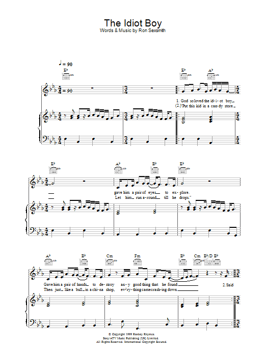 Ron Sexsmith The Idiot Boy sheet music notes and chords. Download Printable PDF.