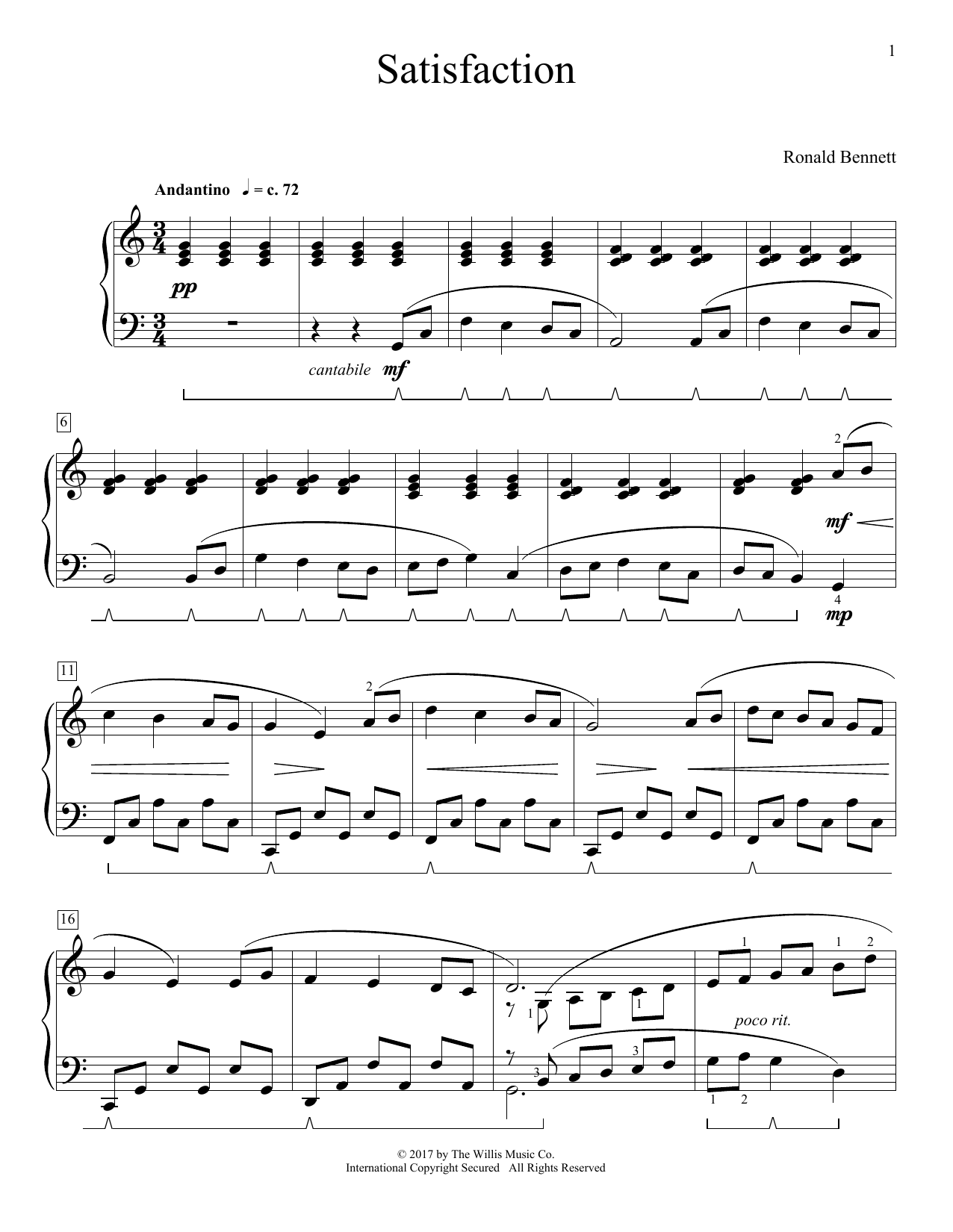 Ronald Bennett Satisfaction sheet music notes and chords. Download Printable PDF.