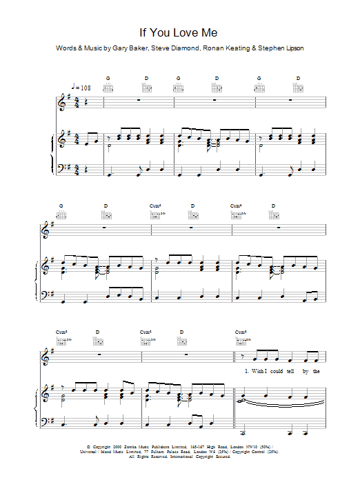 Learn to play Ronan Keating If You Love Me sheet music for Piano, Vocal & Guitar in minutes. Ronan Keating If You Love Me sheet music notes and chords