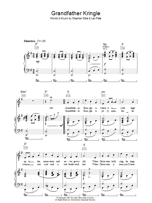 Ronnie Ronalde Grandfather Kringle sheet music notes and chords. Download Printable PDF.