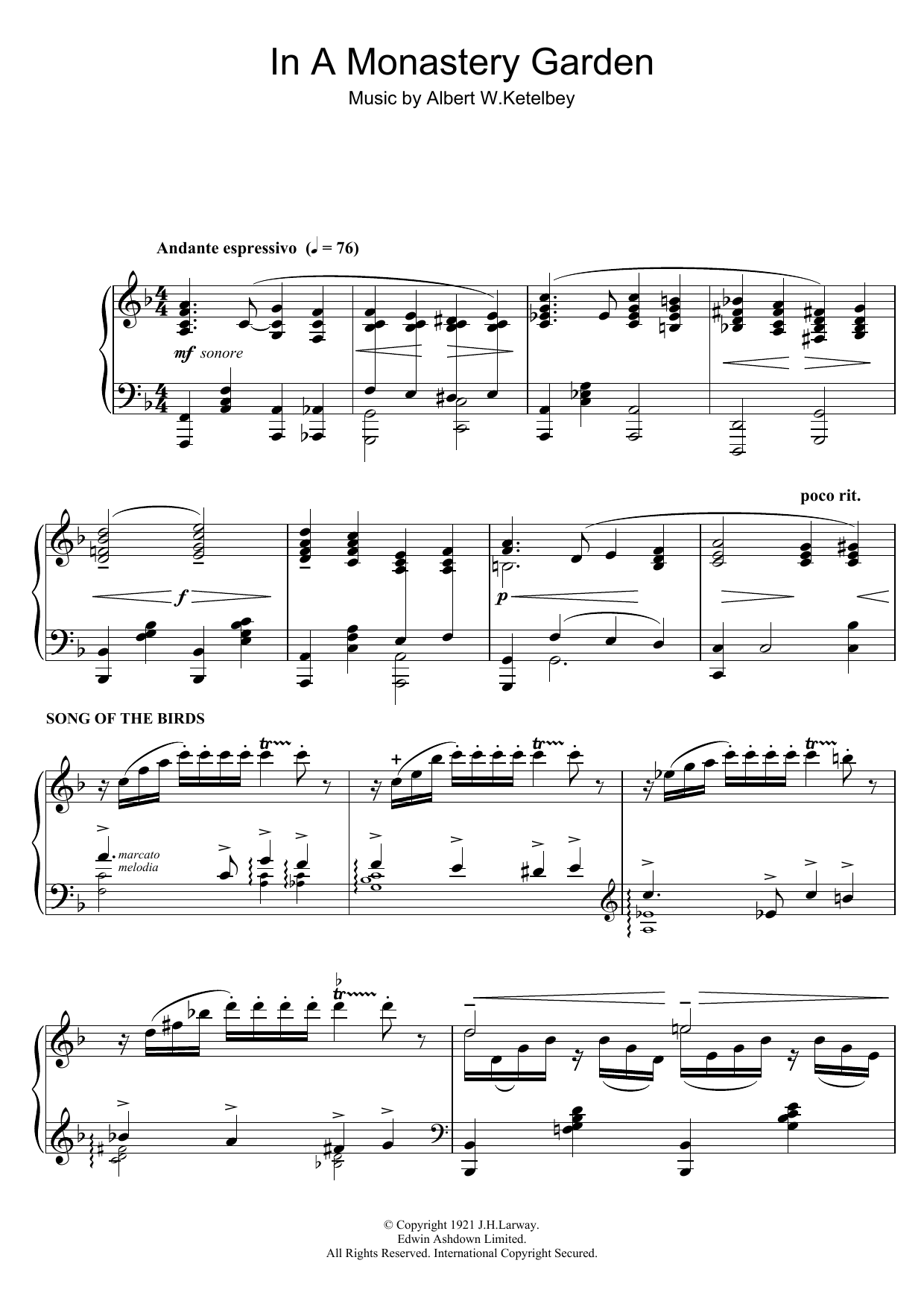 Ronnie Ronalde In A Monastery Garden Sheet Music Pdf Notes