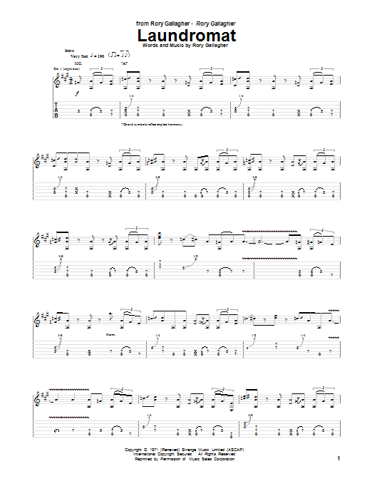 Rory Gallagher Laundromat sheet music notes and chords. Download Printable PDF.