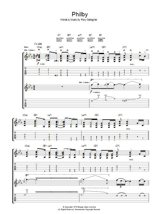 Rory Gallagher Philby sheet music notes and chords. Download Printable PDF.