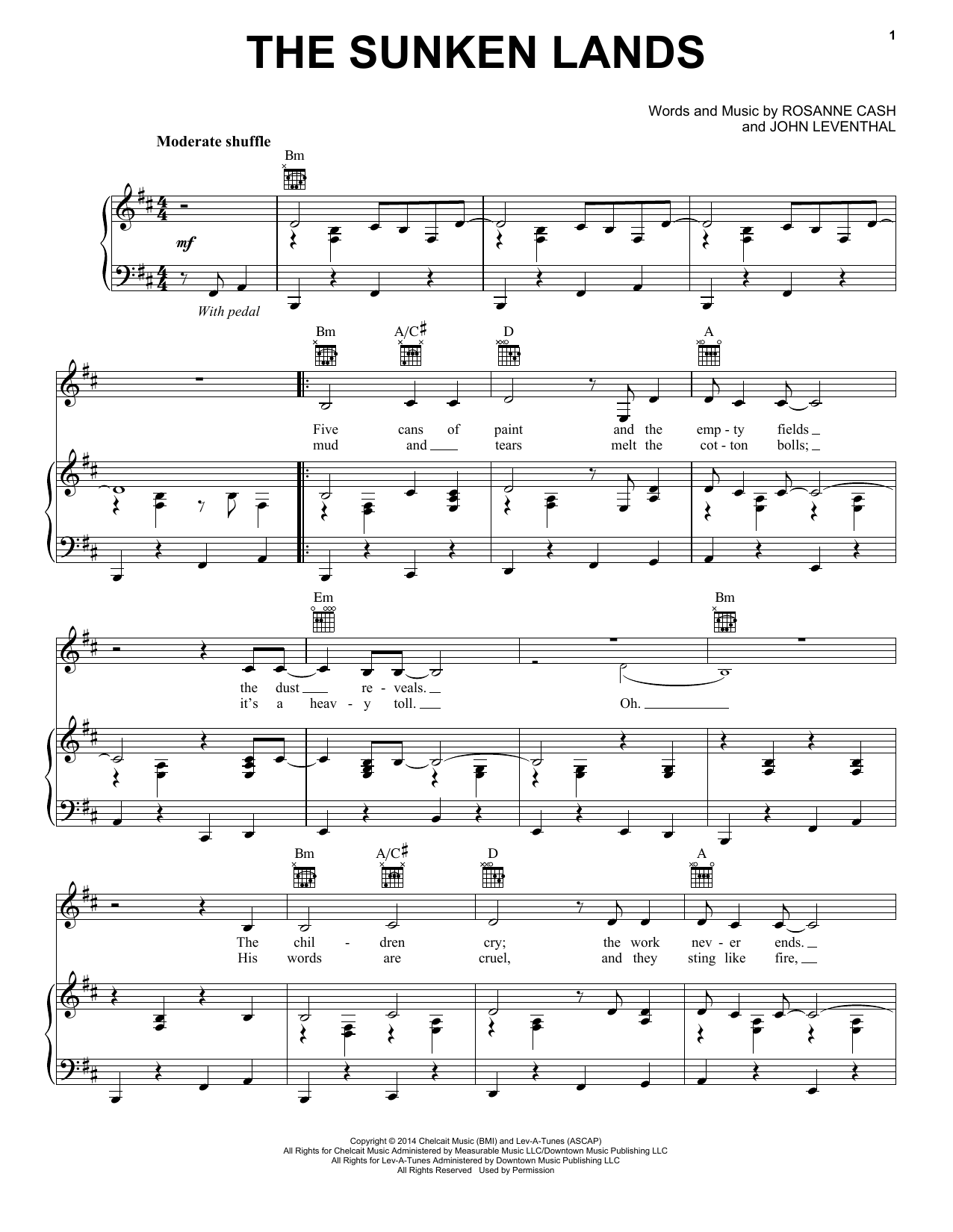 Rosanne Cash The Sunken Lands sheet music notes and chords. Download Printable PDF.