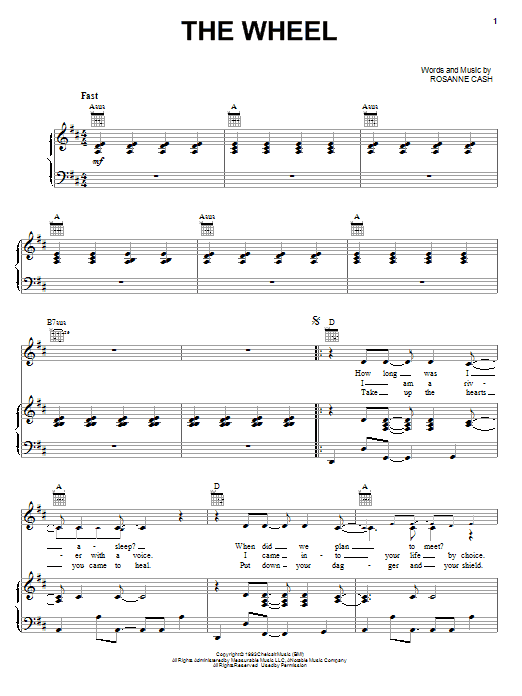 Rosanne Cash The Wheel sheet music notes and chords. Download Printable PDF.