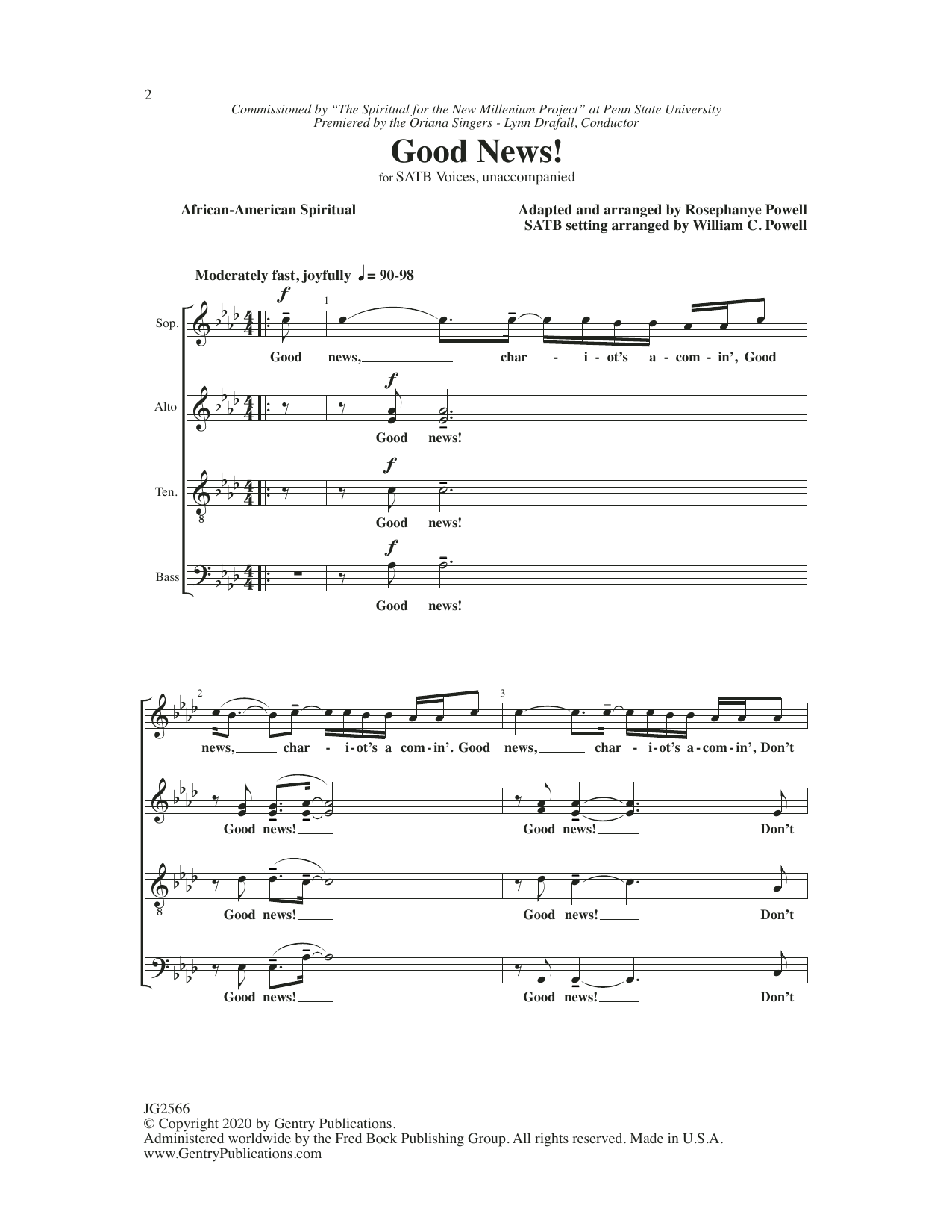 Learn to play Rosephanye & William C. Powell Good News sheet music for SATB Choir in minutes. Price: 3.9900$ Rosephanye & William C. Powell Good News sheet music notes and chords arranged for SATB Choir