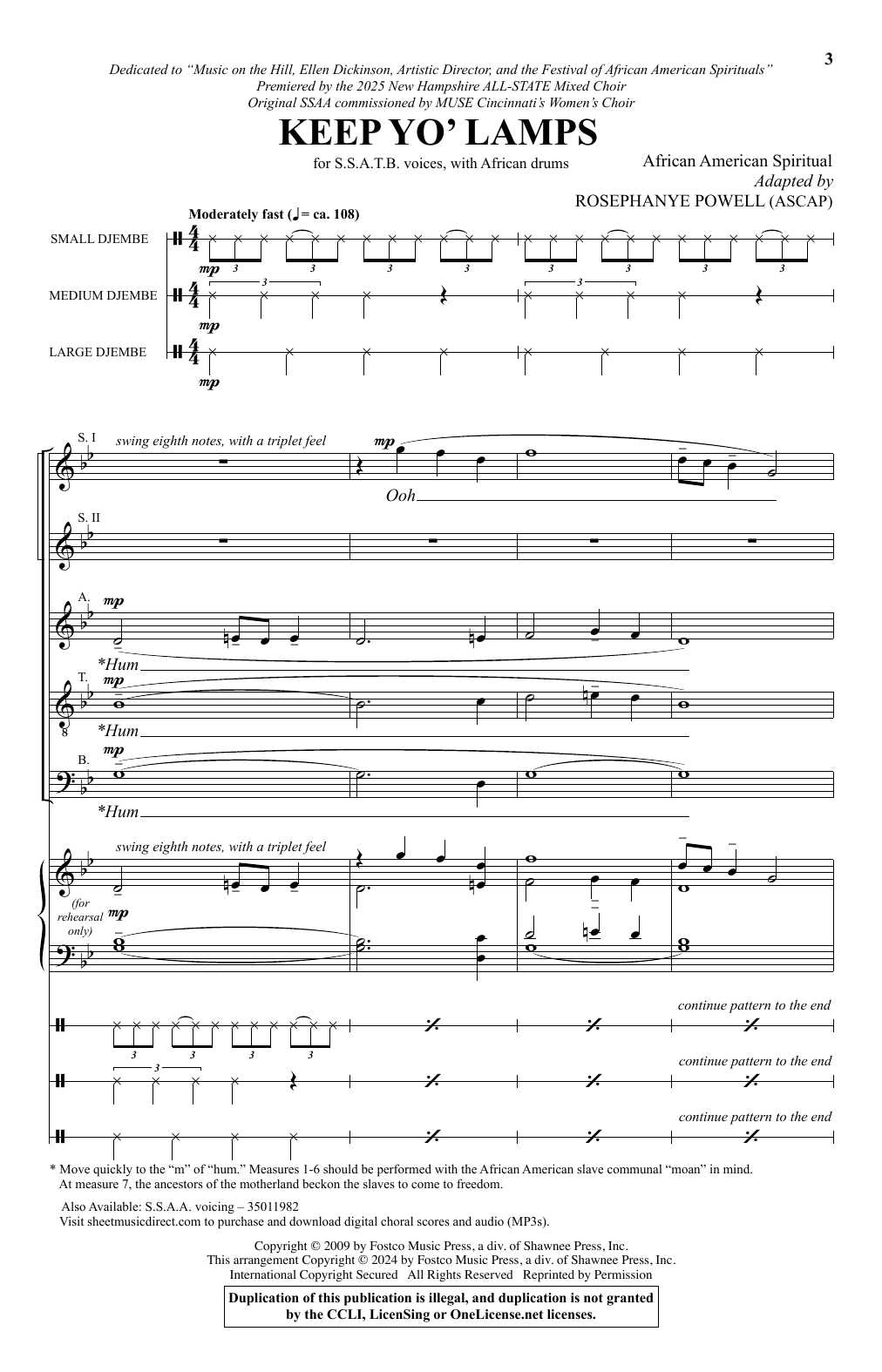 Rosephanye Powell Keep Yo' Lamps sheet music notes and chords. Download Printable PDF.