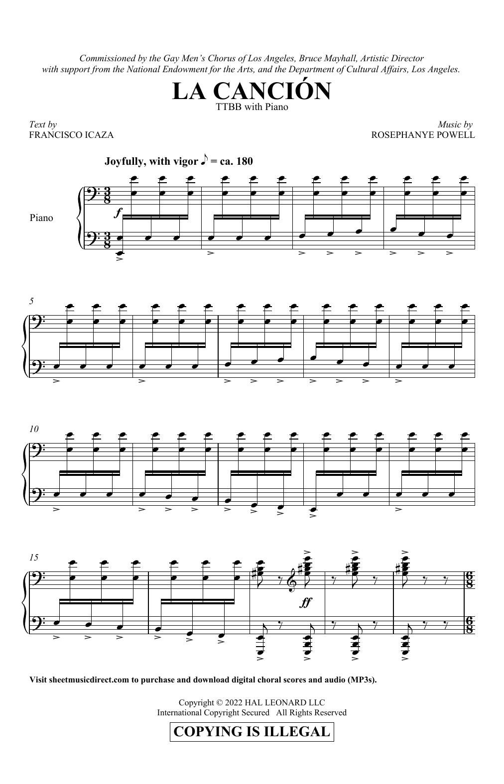 Rosephanye Powell La Canción sheet music notes and chords. Download Printable PDF.