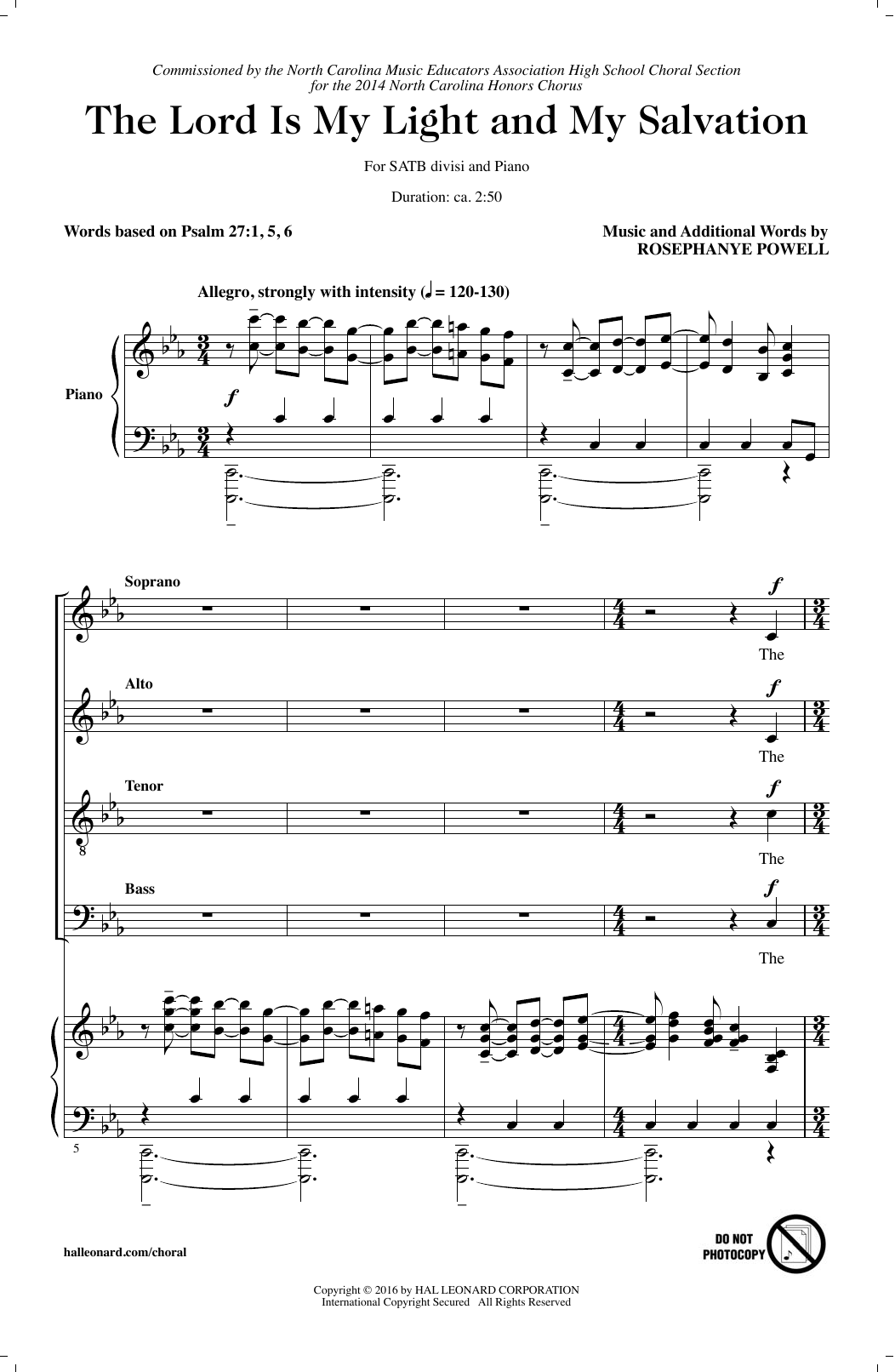 Learn to play Rosephanye Powell The Lord Is My Light And My Salvation sheet music for SATB Choir in minutes. Price: 3.9900$ Rosephanye Powell The Lord Is My Light And My Salvation sheet music notes and chords arranged for SATB Choir