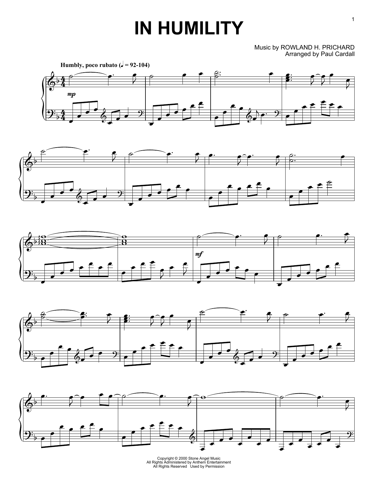 Learn to play Rowland H. Prichard In Humility (arr. Paul Cardall) sheet music for Piano Solo in minutes. Rowland H. Prichard In Humility (arr. Paul Cardall) sheet music notes and chords. Download Printable PDF.