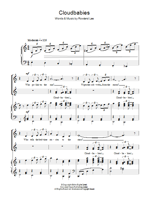 Rowland Lee Cloudbabies Theme sheet music notes and chords. Download Printable PDF.