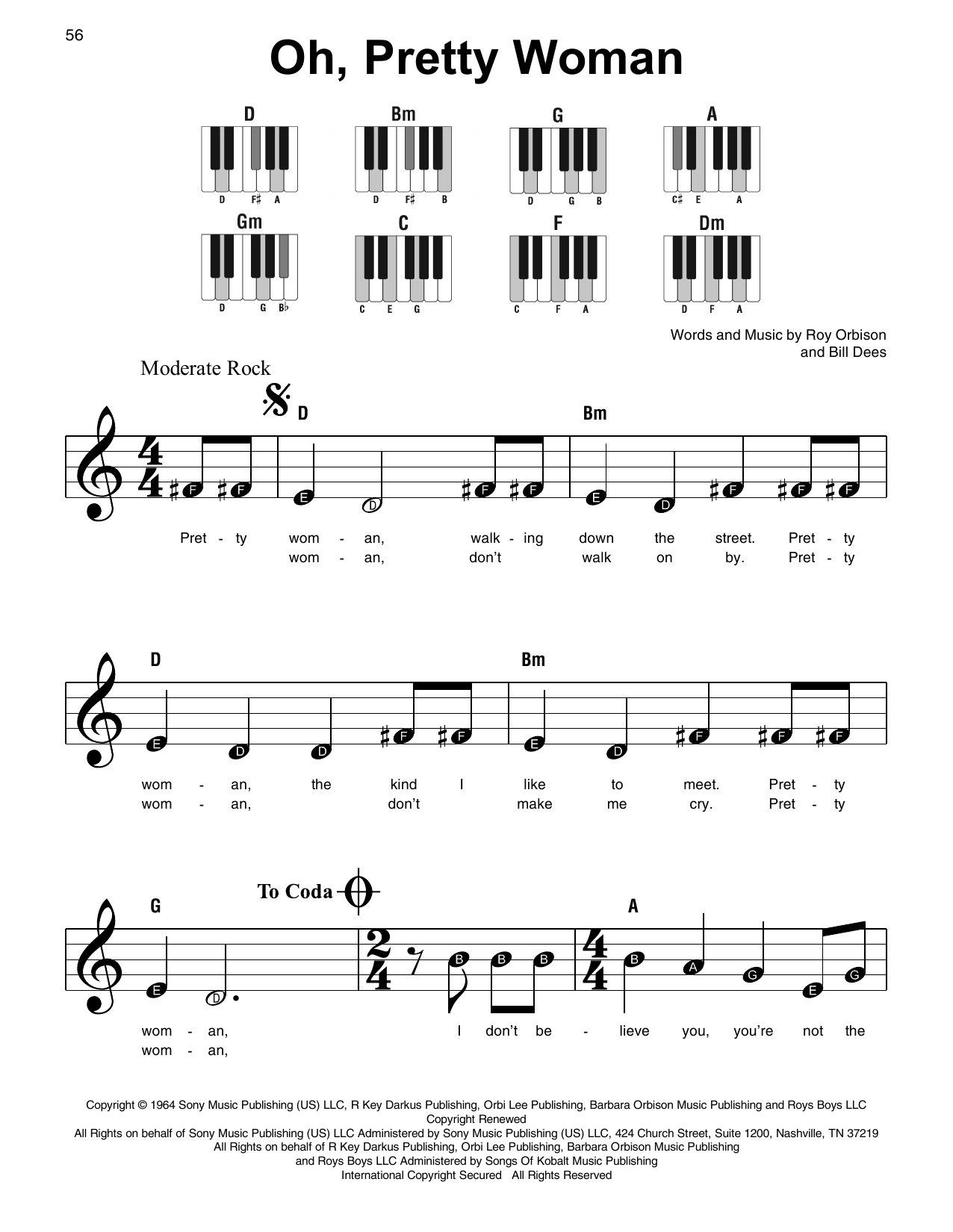 Roy Orbison Oh, Pretty Woman sheet music notes and chords. Download Printable PDF.