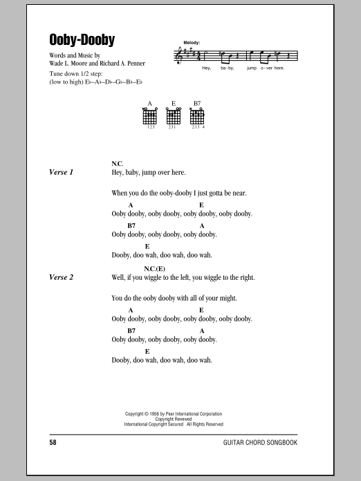 Roy Orbison Ooby-Dooby sheet music notes and chords. Download Printable PDF.