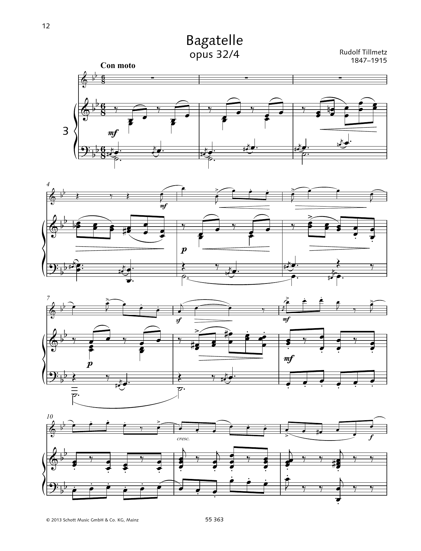 Rudolph Tillmetz Bagatelle sheet music notes and chords. Download Printable PDF.