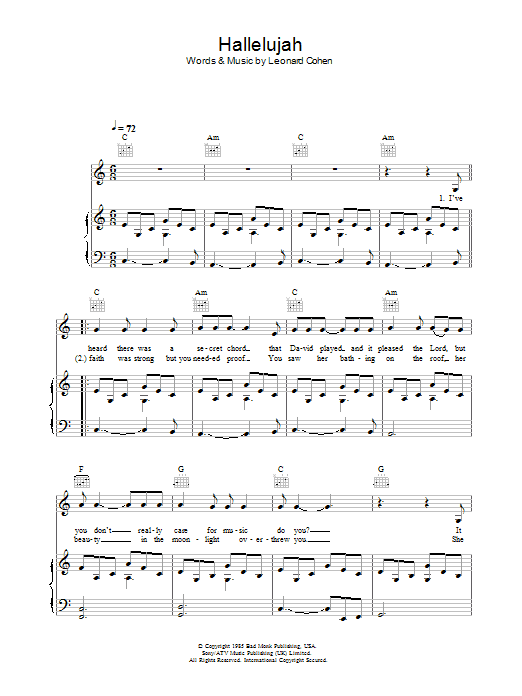 Rufus Wainwright Hallelujah sheet music notes and chords. Download Printable PDF.