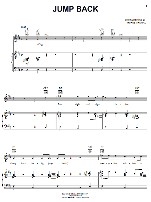 Rufus Thomas Jump Back sheet music notes and chords. Download Printable PDF.