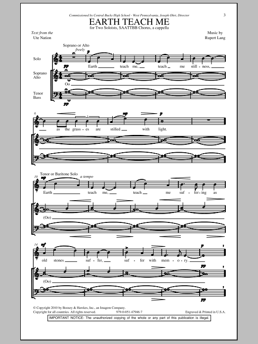 Rupert Lang Earth Teach Me sheet music notes and chords. Download Printable PDF.