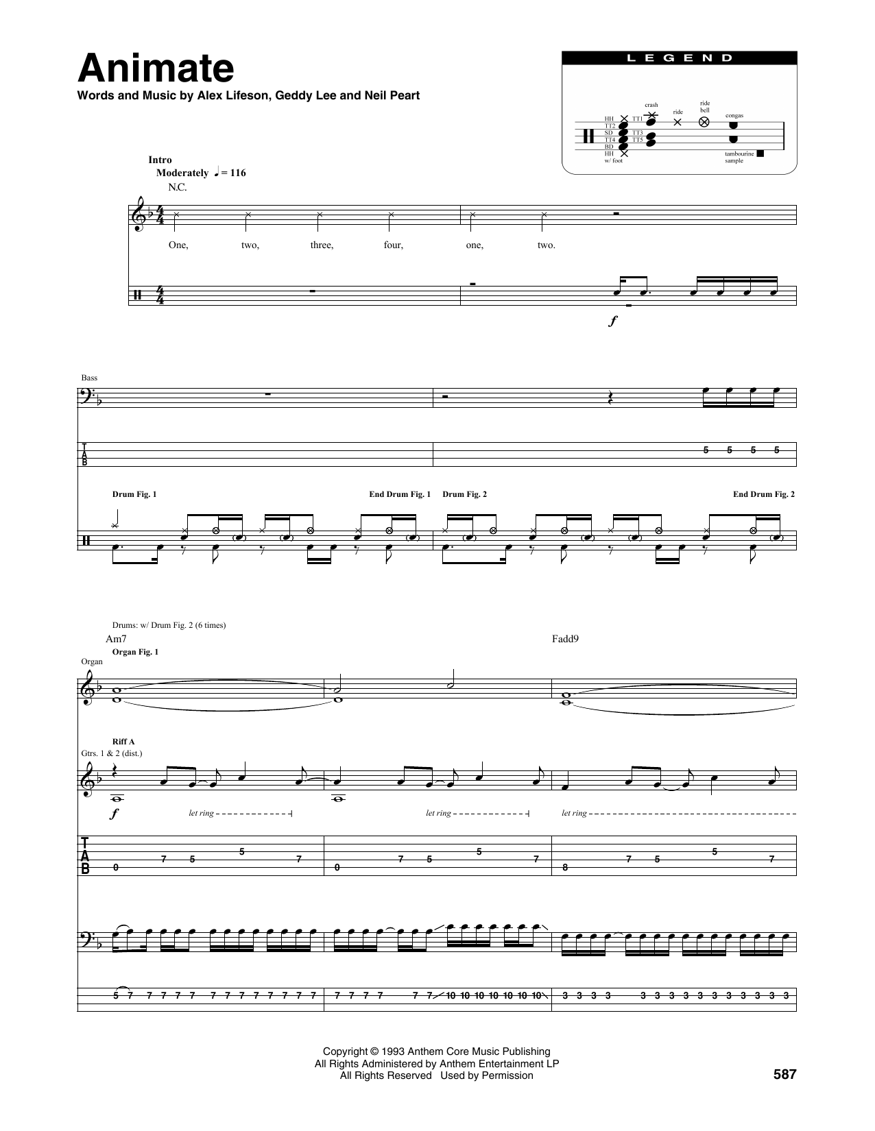 Rush Animate sheet music notes and chords. Download Printable PDF.