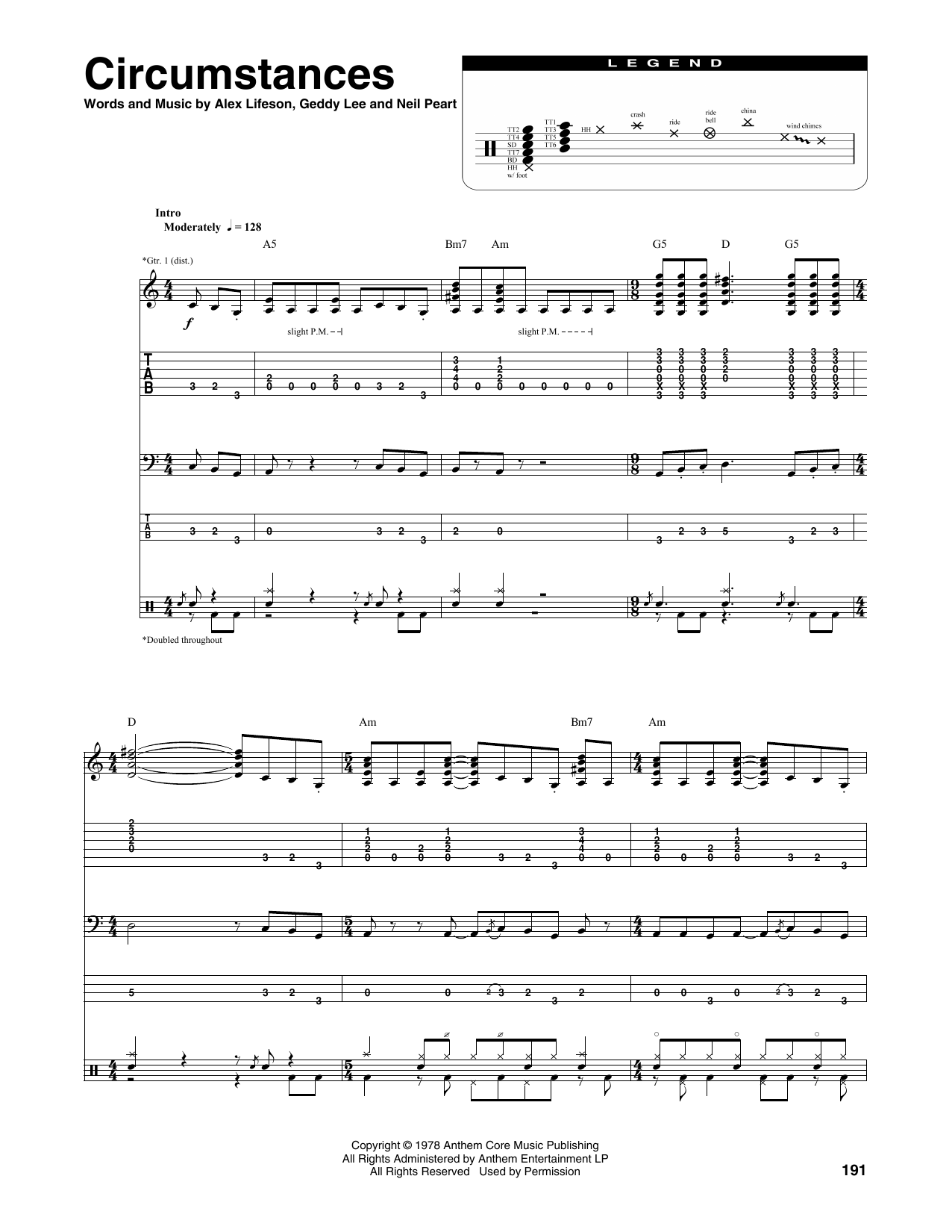 Rush Circumstances sheet music notes and chords. Download Printable PDF.