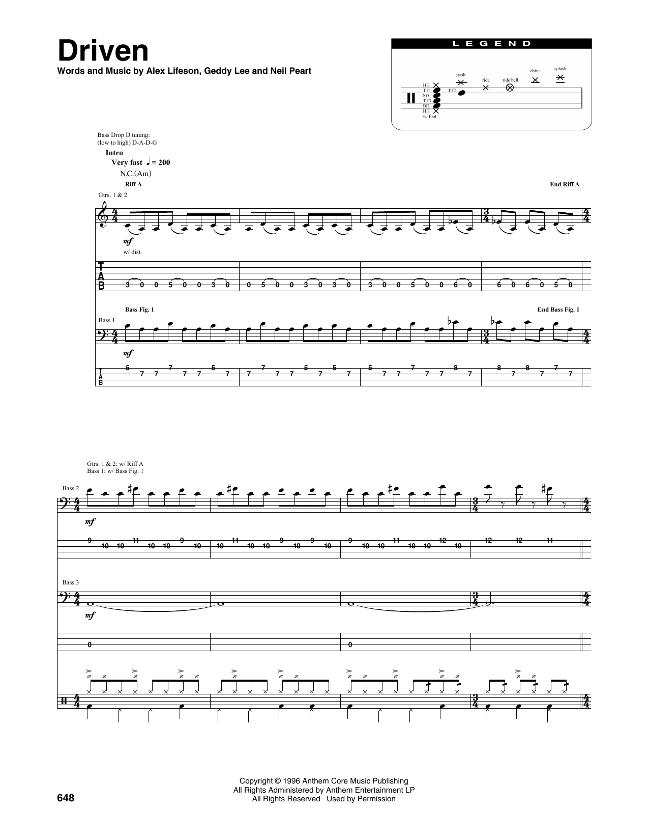 Rush Driven sheet music notes and chords. Download Printable PDF.