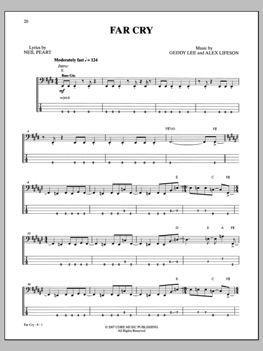 Rush Far Cry sheet music notes and chords. Download Printable PDF.