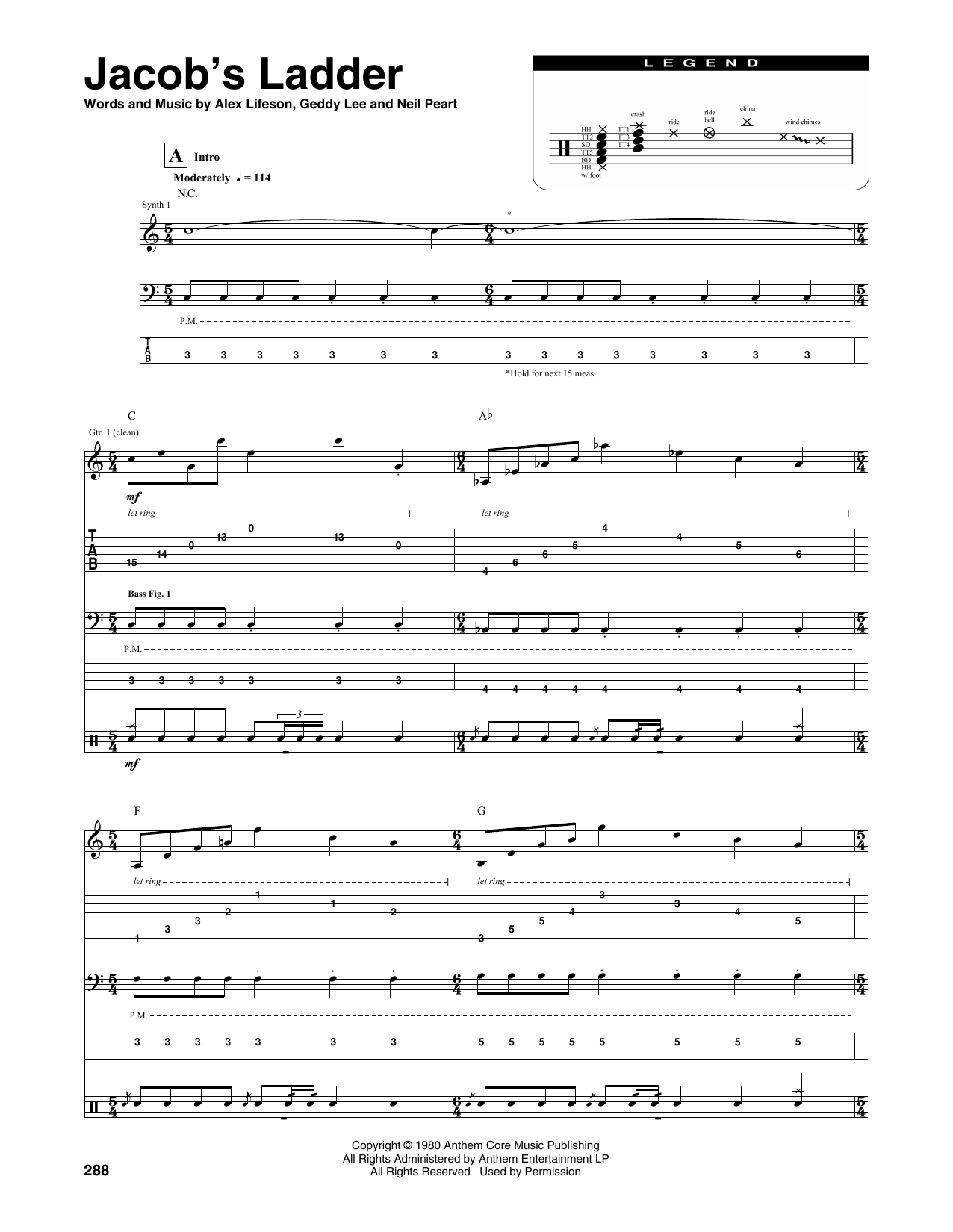 Rush Jacob's Ladder sheet music notes and chords. Download Printable PDF.