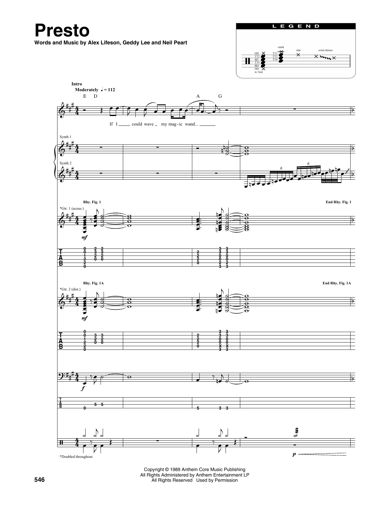 Rush Presto sheet music notes and chords. Download Printable PDF.