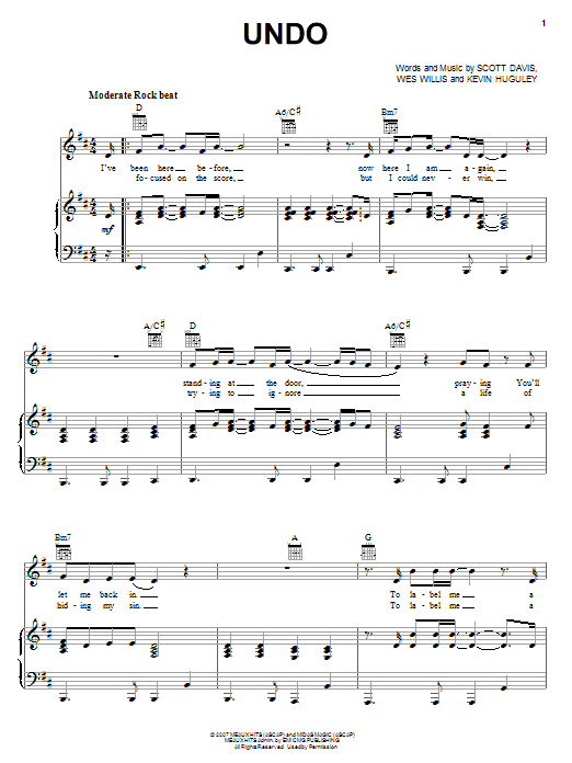 Rush Of Fools Undo sheet music notes and chords. Download Printable PDF.