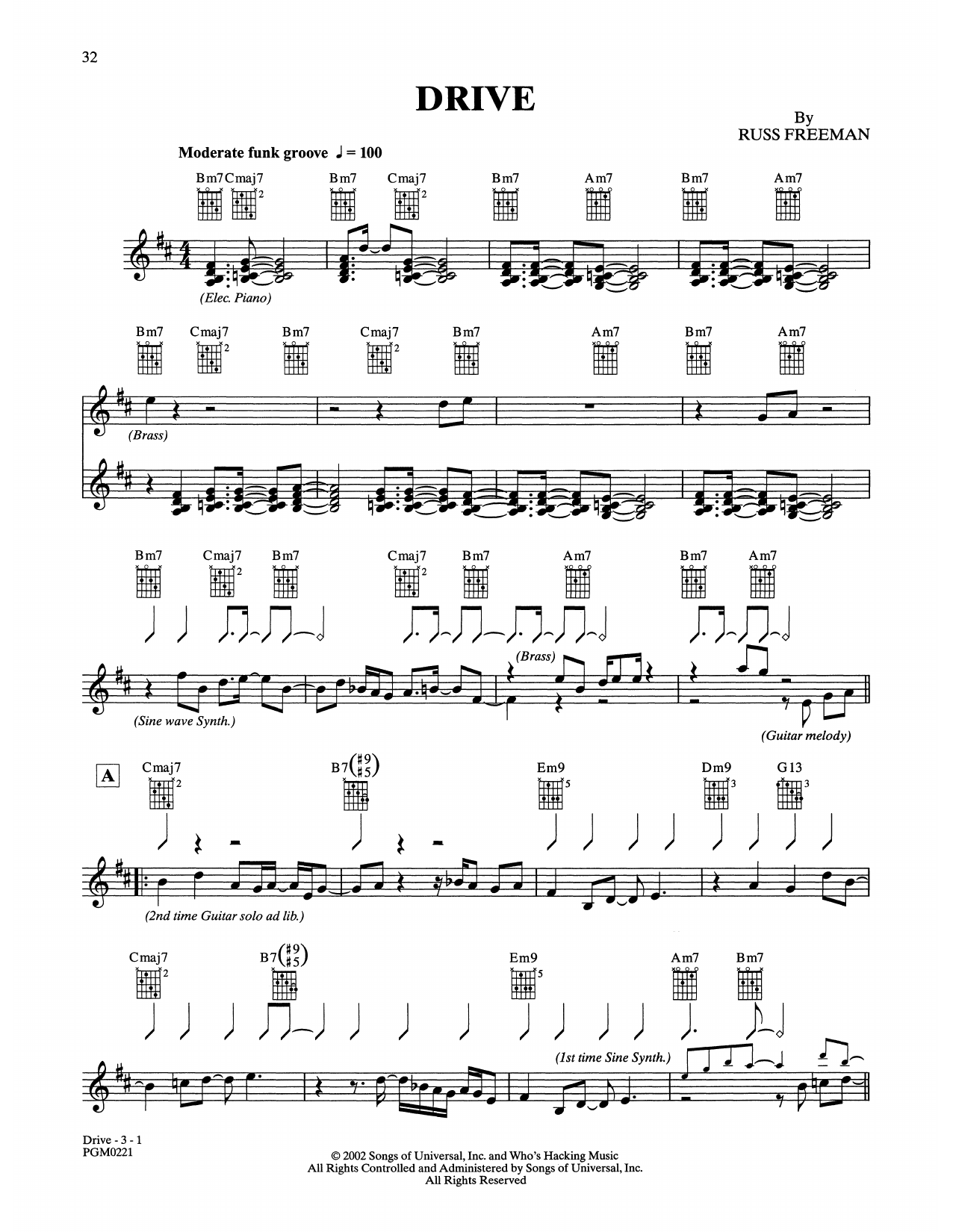 Russ Freeman Drive sheet music notes and chords. Download Printable PDF.