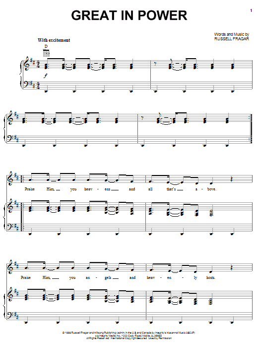 Russell Fragar Great In Power sheet music notes and chords. Download Printable PDF.