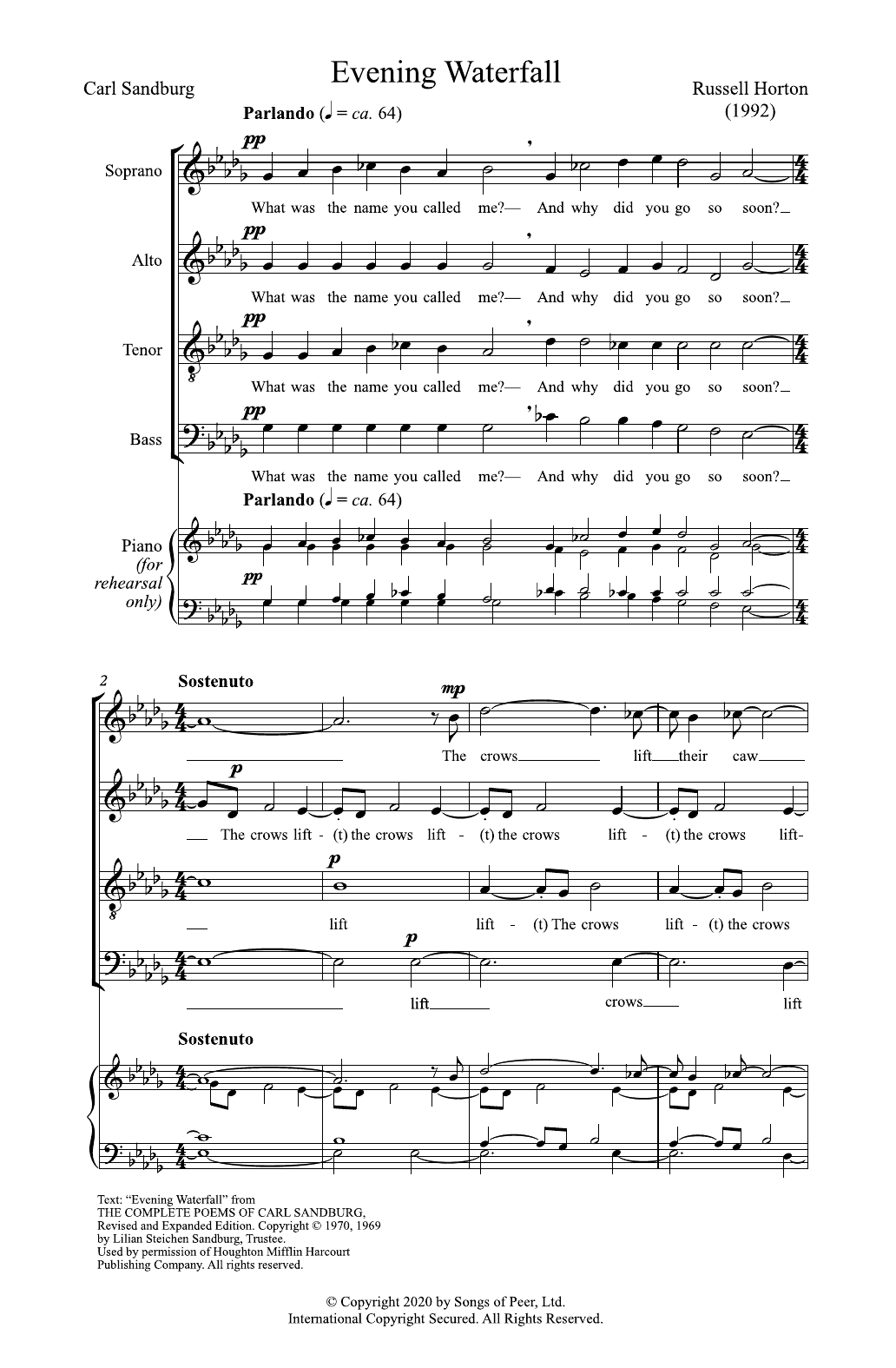 Russell Horton Evening Waterfall sheet music notes and chords. Download Printable PDF.