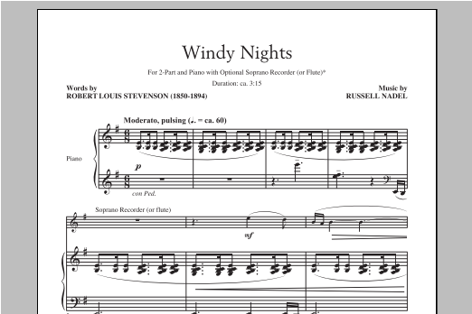 Russell Nadel Windy Nights sheet music notes and chords. Download Printable PDF.