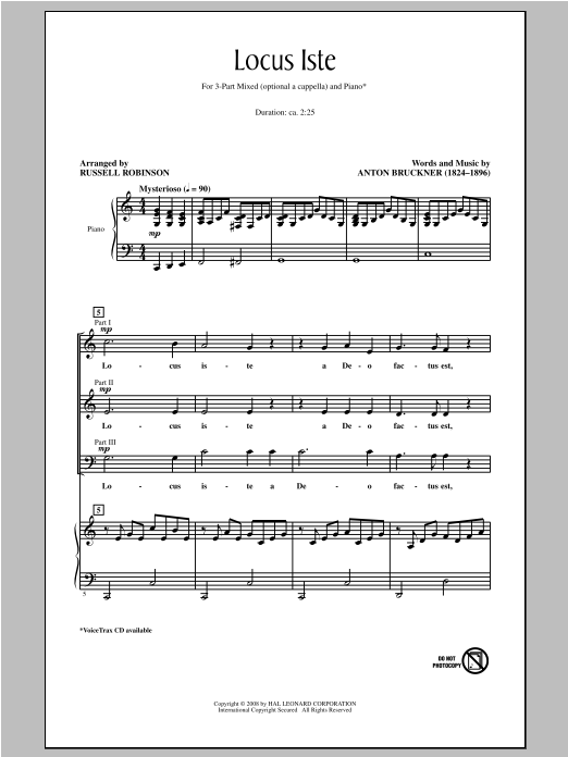 Russell Robinson Locus Iste sheet music notes and chords. Download Printable PDF.