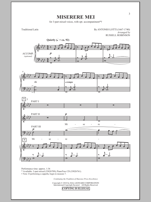 Russell Robinson Miserere Mei sheet music notes and chords. Download Printable PDF.