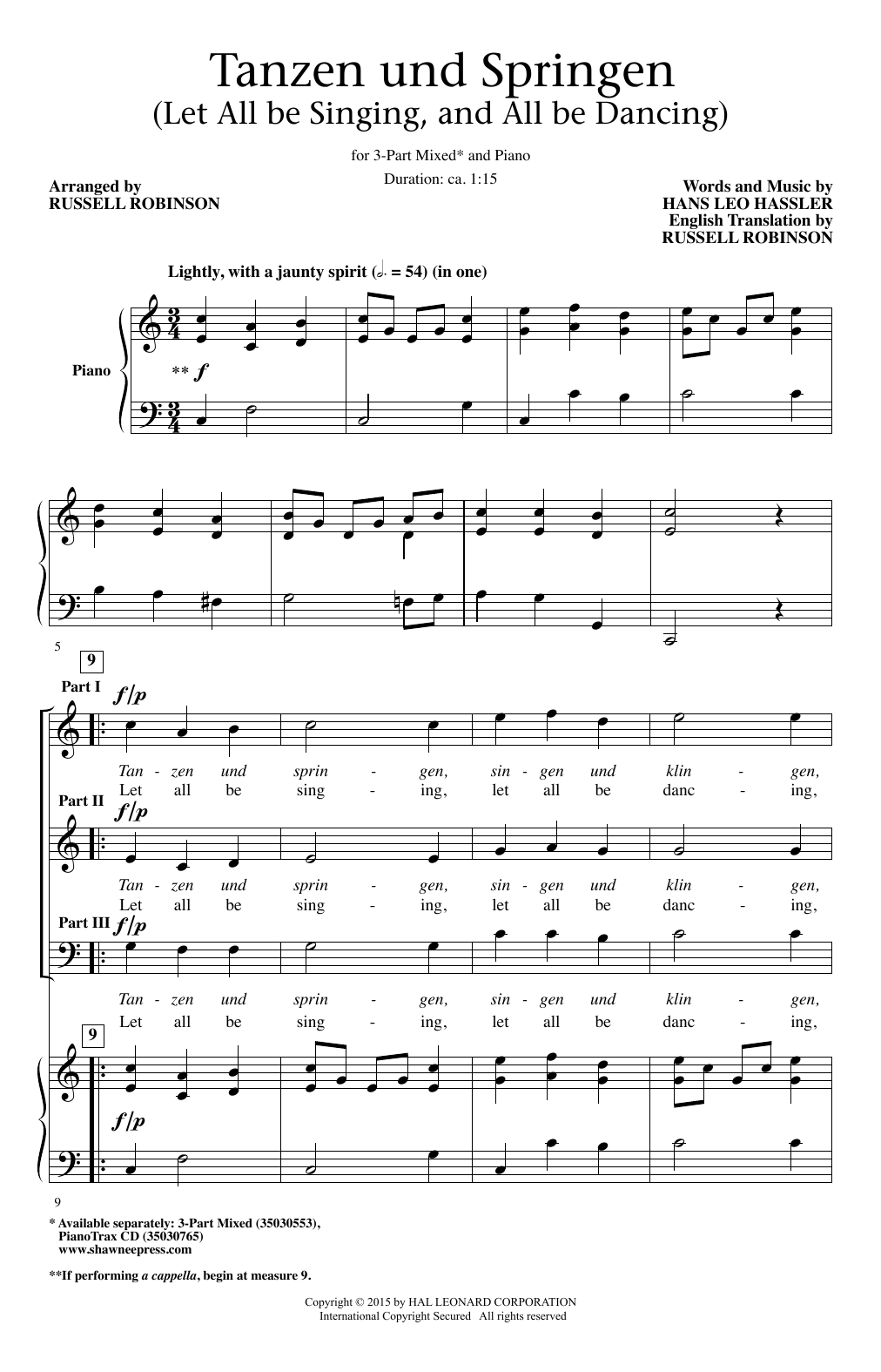 Russell Robinson Tanzen Und Springen sheet music notes and chords. Download Printable PDF.