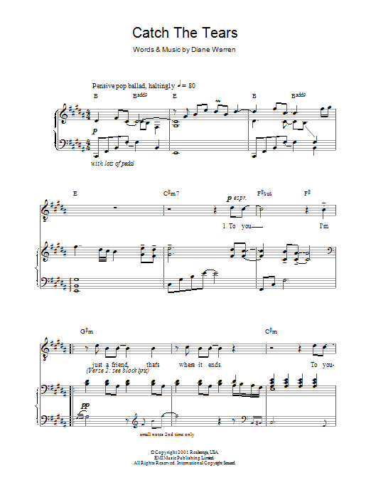 Russell Watson Catch The Tears sheet music notes and chords. Download Printable PDF.